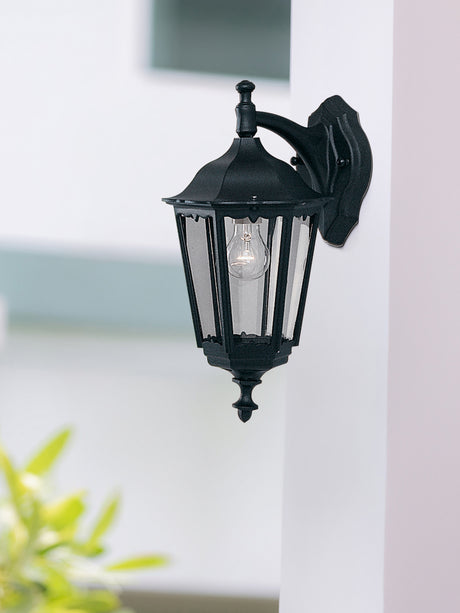 Searchlight Electric Alex  Outdoor Wall Light - Black Metal & Glass 82531BK