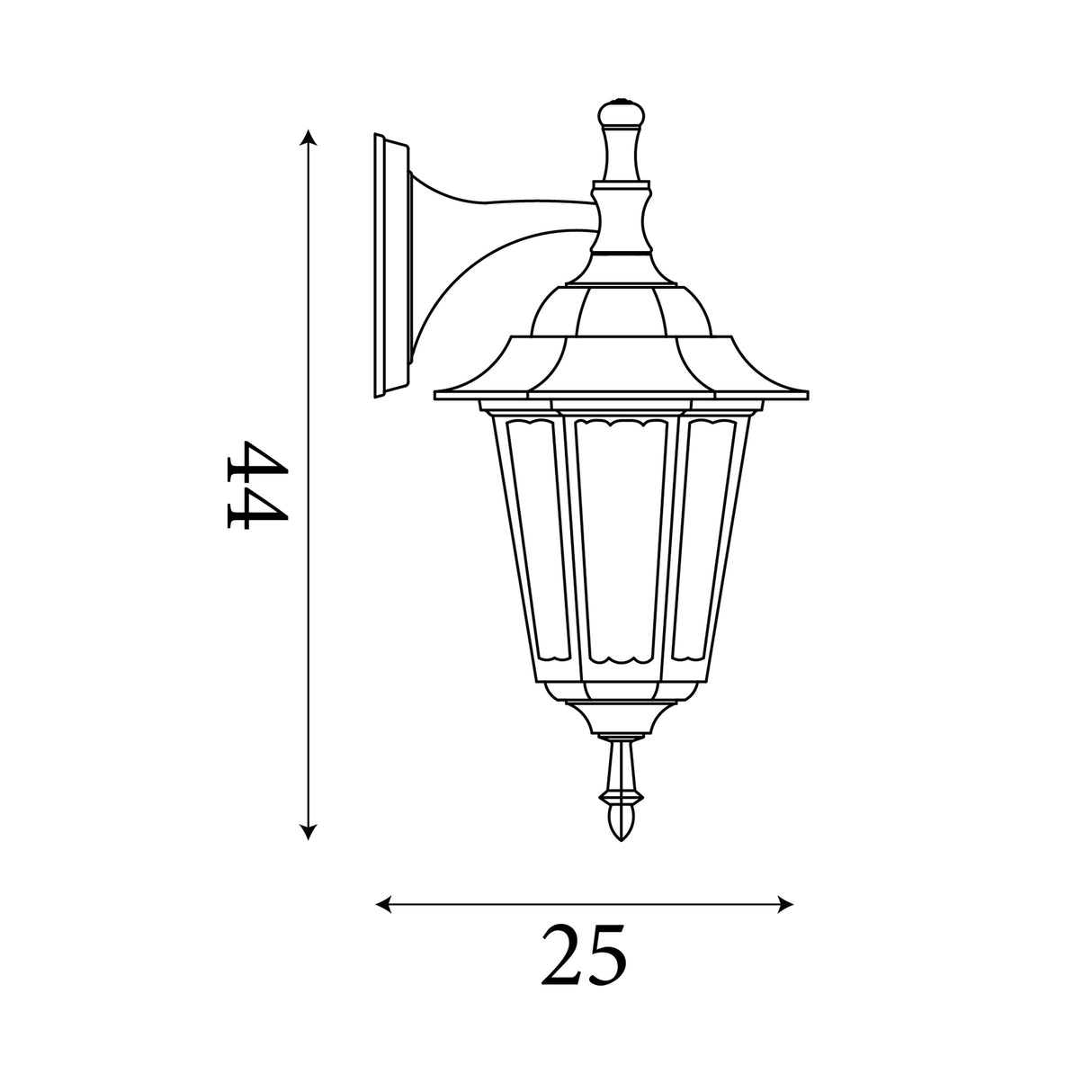 Searchlight Electric Alex  Outdoor Wall Light - Black Metal & Glass 82531BK