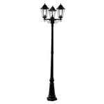 Alex 220cm 3Lt Outdoor Post - Silk Black Metal & Glass, IP44