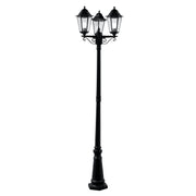 Alex 220cm 3Lt Outdoor Post - Silk Black Metal & Glass, IP44