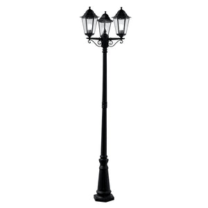 Alex 220cm 3Lt Outdoor Post - Silk Black Metal & Glass, IP44