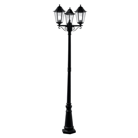 Alex 220cm 3Lt Outdoor Post - Silk Black Metal & Glass, IP44