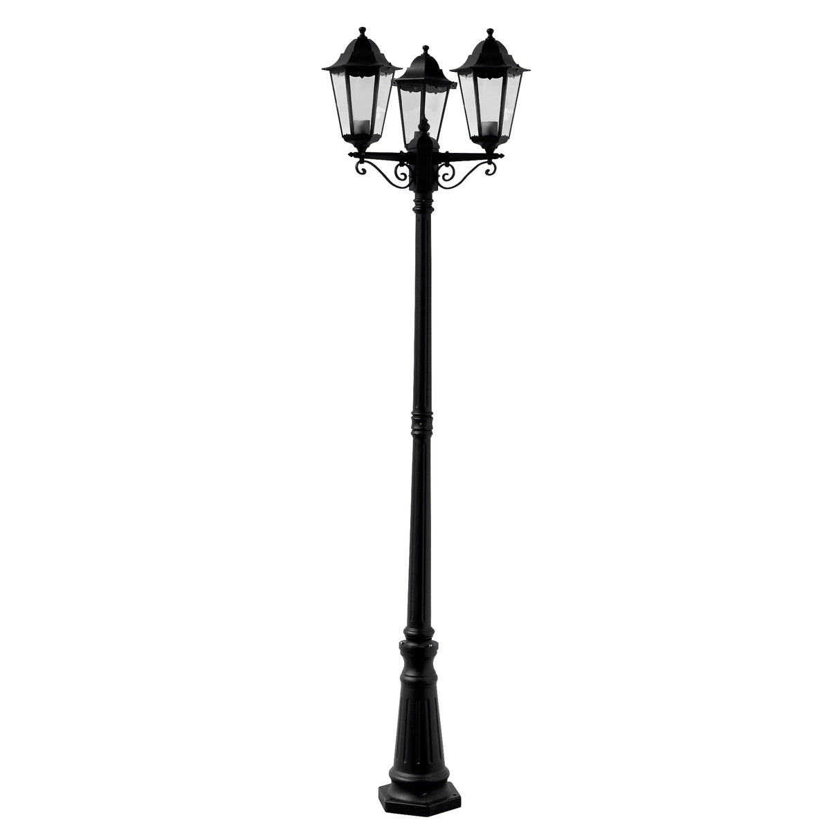 Searchlight Electric Alex 220cm 3Lt Outdoor Post - Silk Black Metal & Glass, IP44 82540BK