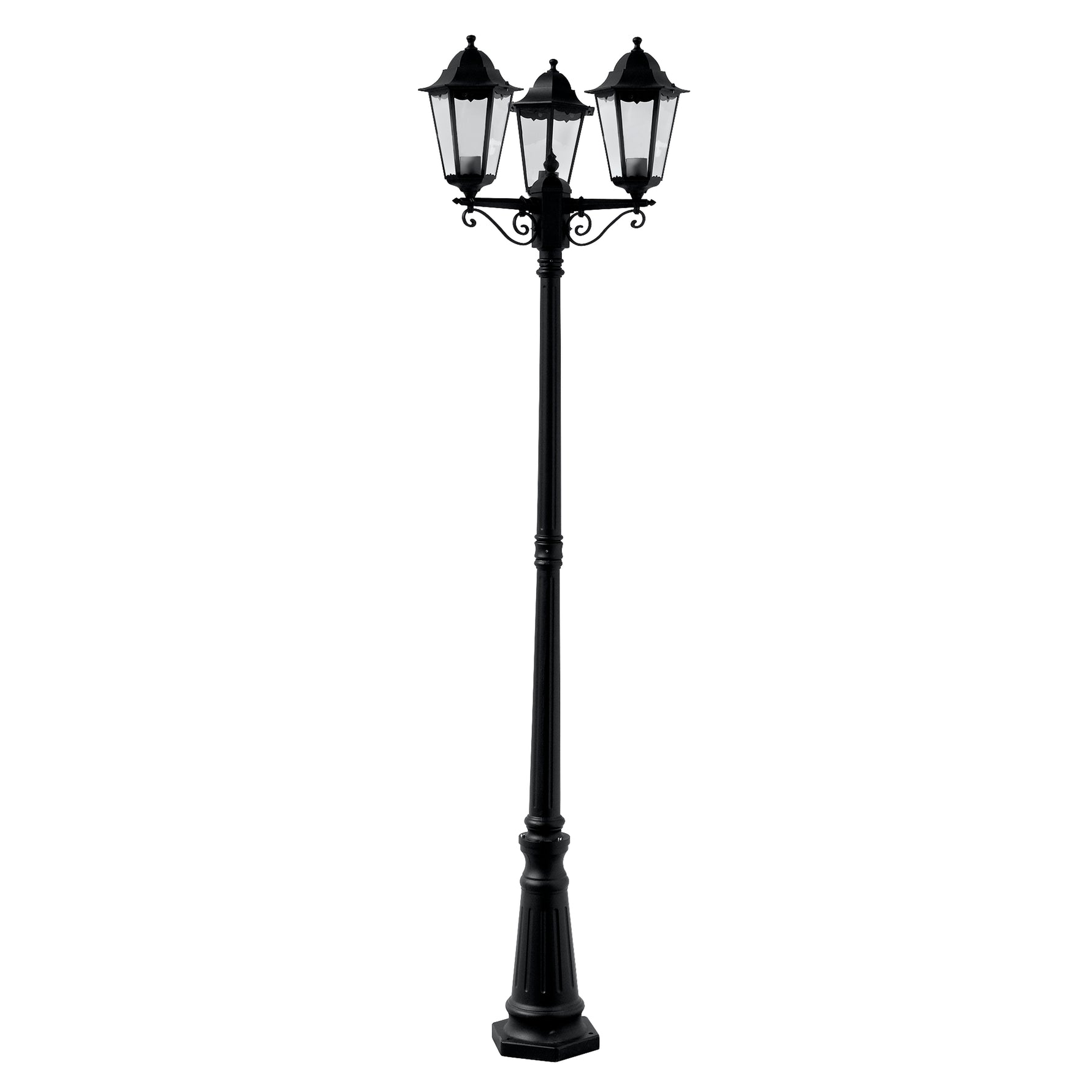 Searchlight Electric Alex 220cm 3Lt Outdoor Post - Silk Black Metal & Glass, IP44 82540BK