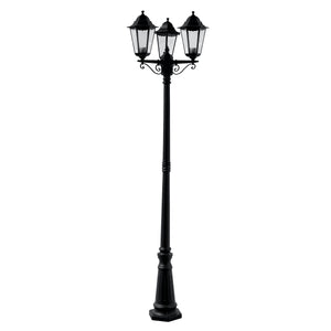 Searchlight Electric Alex 220cm 3Lt Outdoor Post - Silk Black Metal & Glass, IP44 82540BK
