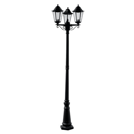 Searchlight Electric Alex 220cm 3Lt Outdoor Post - Silk Black Metal & Glass, IP44 82540BK