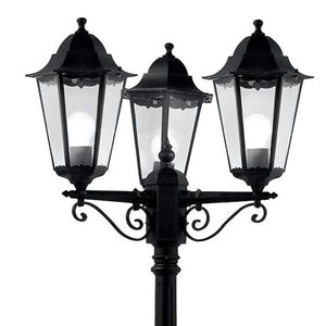Searchlight Electric Alex 220cm 3Lt Outdoor Post - Silk Black Metal & Glass, IP44 82540BK