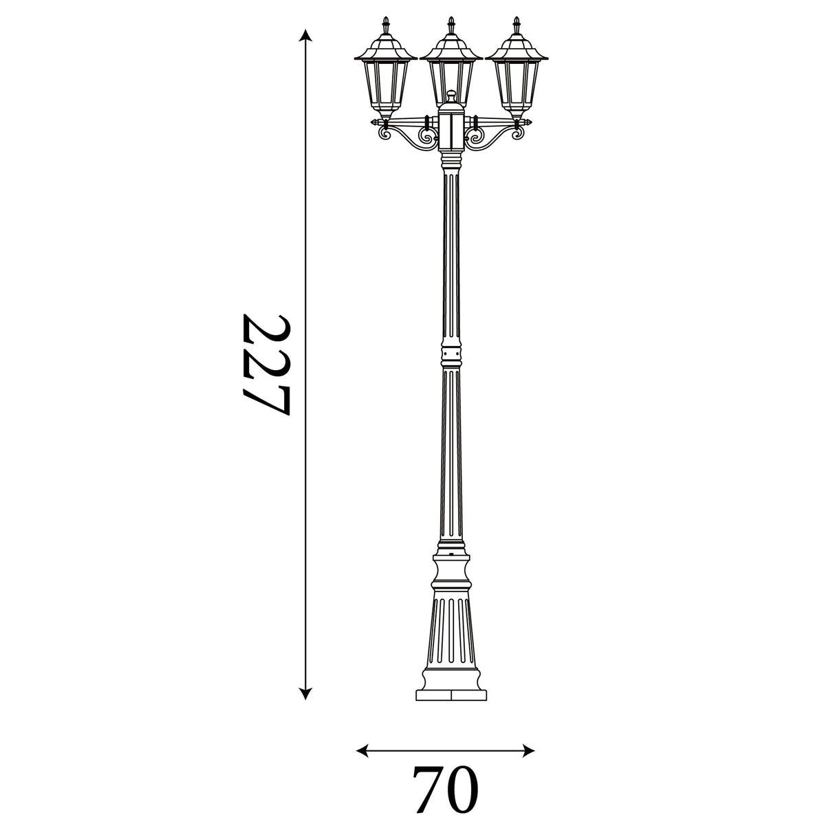 Searchlight Electric Alex 220cm 3Lt Outdoor Post - Silk Black Metal & Glass, IP44 82540BK