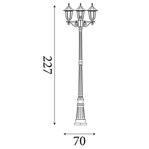Searchlight Electric Alex 220cm 3Lt Outdoor Post - Silk Black Metal & Glass, IP44 82540BK