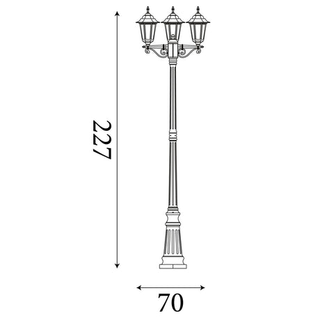 Searchlight Electric Alex 220cm 3Lt Outdoor Post - Silk Black Metal & Glass, IP44 82540BK