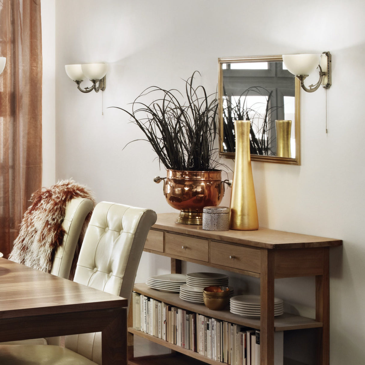 Eglo EU Savoy Cast Metal & Glass Bronzed Single Wall Light