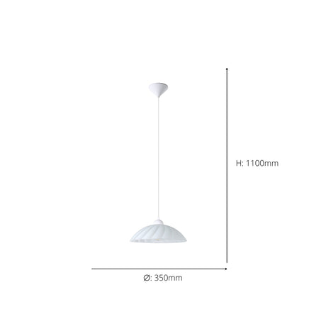 Eglo EU Vetro White Plastic & Glass Traditional Single Pendant, 35cm