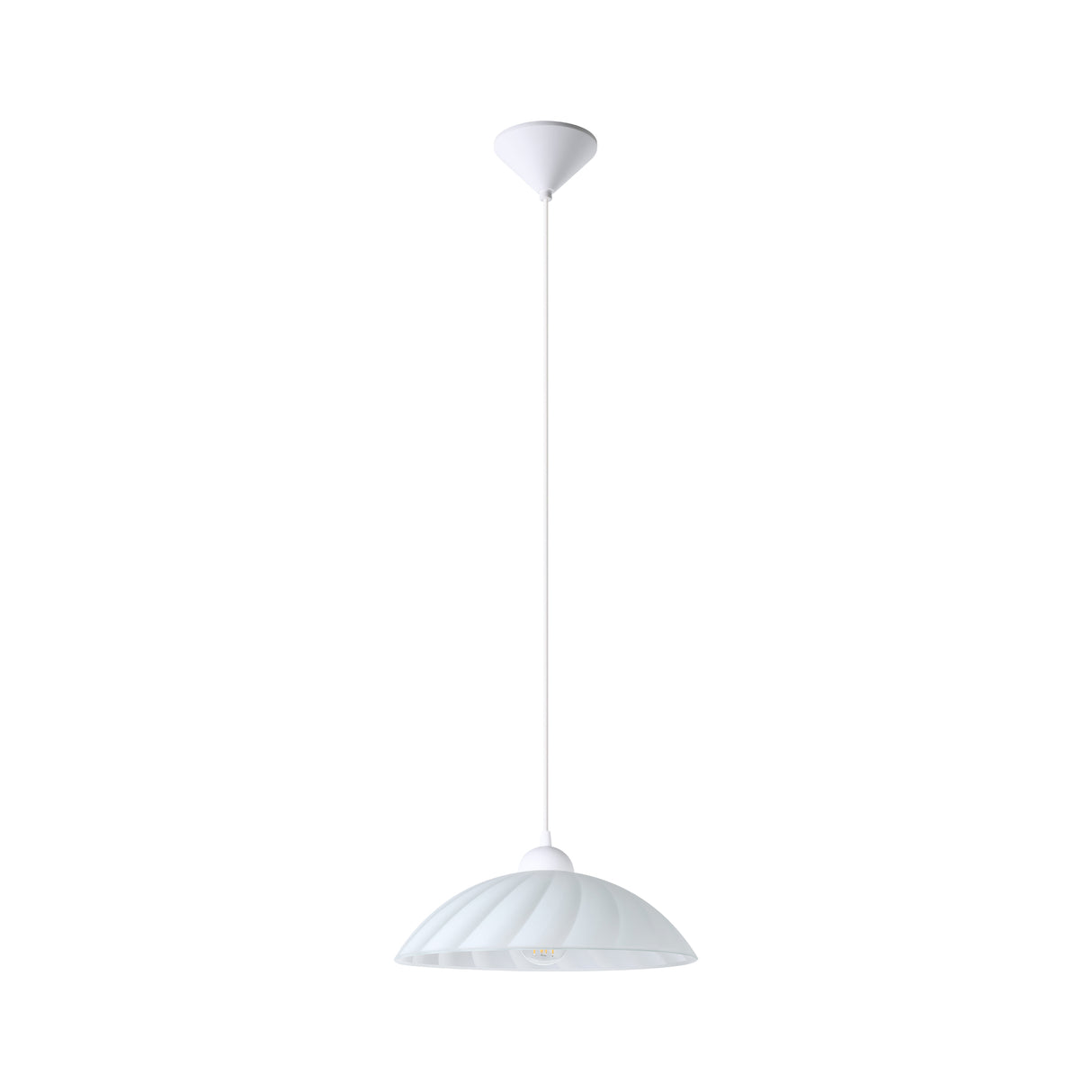 Eglo EU Vetro White Plastic & Glass Traditional Single Pendant, 35cm
