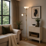 Eglo EU UP?2 Floor Lamp – Matt Brass Uplighter with Reading Light, E27 & E14, Inline Switch