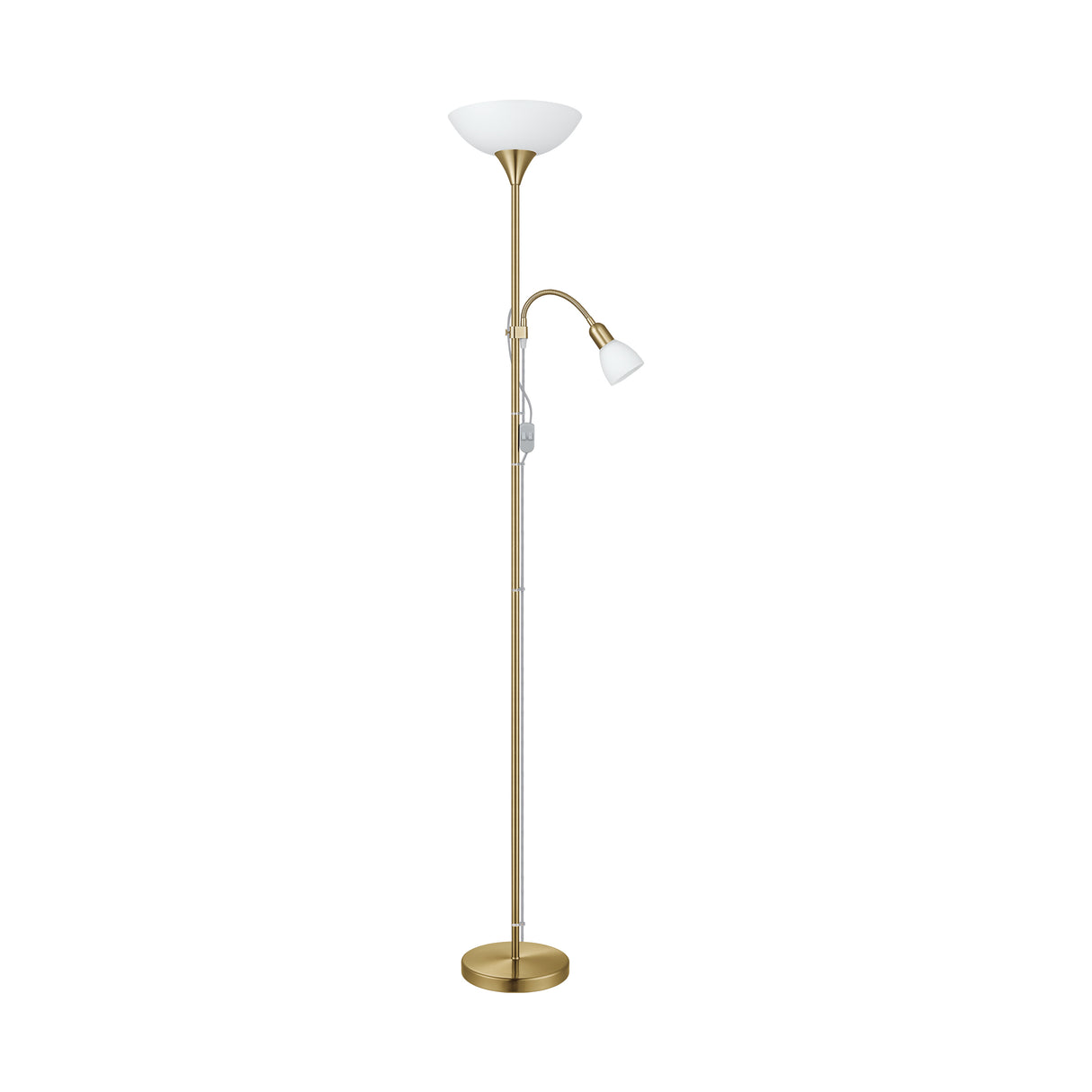 Eglo EU UP?2 Floor Lamp – Bronzed Uplighter with Reading Light, E27 & E14, Inline Switch