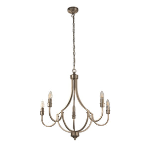 Searchlight Electric Lodge 5Lt Pendant - Satin Silver Metal 82915-5SS