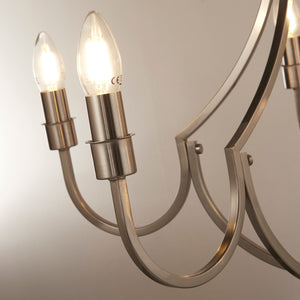 Searchlight Electric Lodge 5Lt Pendant - Satin Silver Metal 82915-5SS