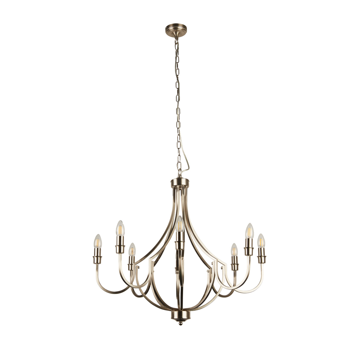 Searchlight Electric Lodge 8Lt Pendant - Satin Silver Metal 82918-8SS