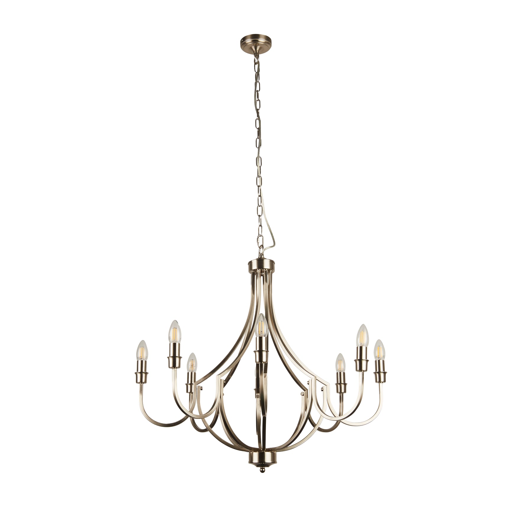 Searchlight Electric Lodge 8Lt Pendant - Satin Silver Metal 82918-8SS