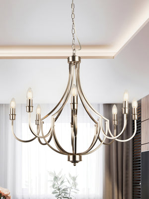 Searchlight Electric Lodge 8Lt Pendant - Satin Silver Metal 82918-8SS