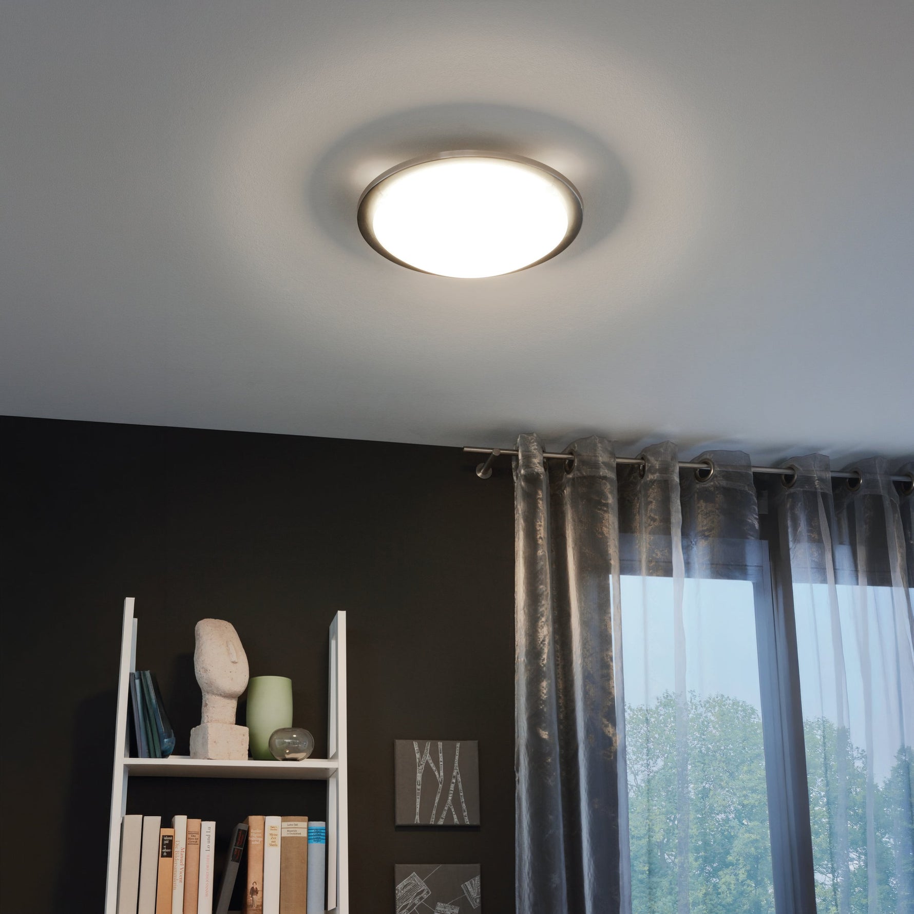 Eglo EU FUEVA?5 Bathroom LED Ceiling Light – Black Steel, Square, 4000?K White Light, IP44, Indoor Lighting