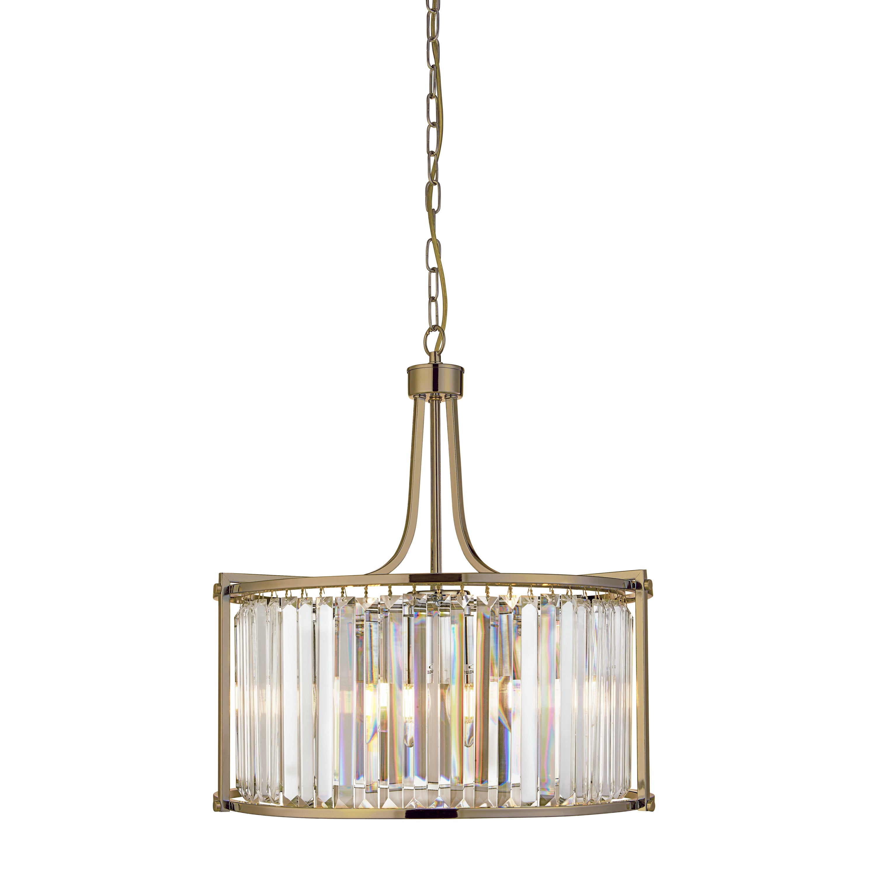 Victoria 5Lt Pendant - Antique Brass Metal & Clear Crystal