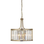 Victoria 5Lt Pendant - Antique Brass Metal & Clear Crystal