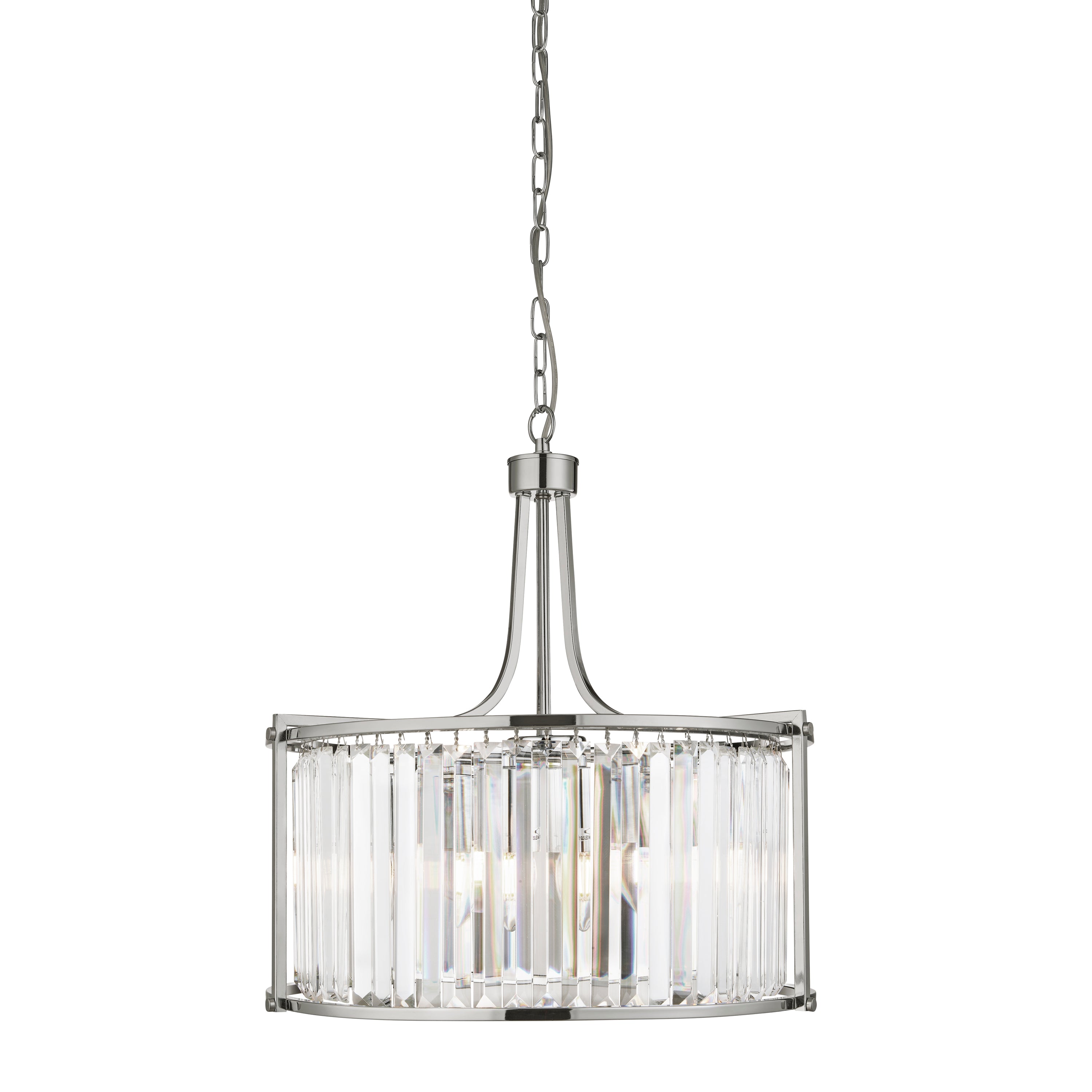 Victoria  5Lt Drum Pendant  - Chrome Metal & Clear Crystal