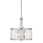 Victoria  5Lt Drum Pendant  - Chrome Metal & Clear Crystal