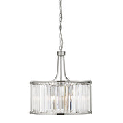 Victoria  5Lt Drum Pendant  - Chrome Metal & Clear Crystal