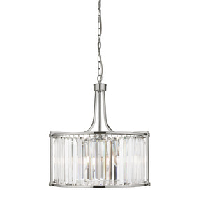 Victoria  5Lt Drum Pendant  - Chrome Metal & Clear Crystal