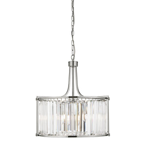 Victoria  5Lt Drum Pendant  - Chrome Metal & Clear Crystal