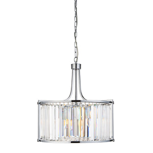 Searchlight Electric Victoria  5Lt Drum Pendant  - Chrome Metal & Clear Crystal 8295-5CC