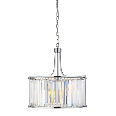 Searchlight Electric Victoria  5Lt Drum Pendant  - Chrome Metal & Clear Crystal 8295-5CC