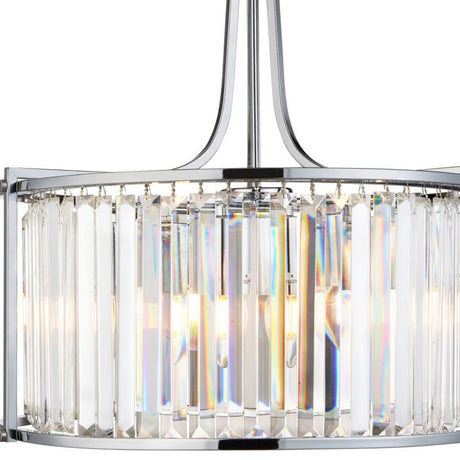 Searchlight Electric Victoria  5Lt Drum Pendant  - Chrome Metal & Clear Crystal 8295-5CC