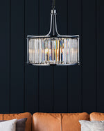 Searchlight Electric Victoria  5Lt Drum Pendant  - Chrome Metal & Clear Crystal 8295-5CC