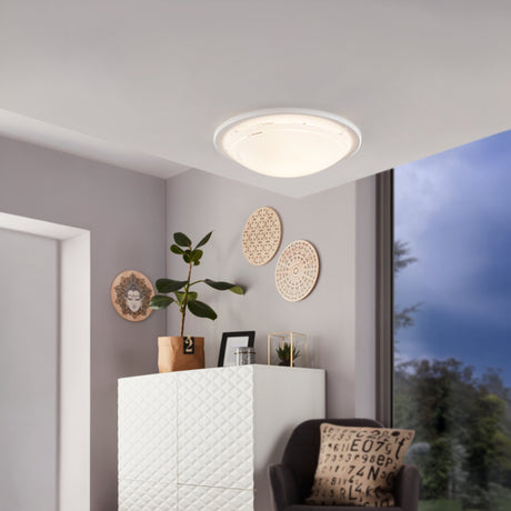 Eglo EU PLANET?1 Wall or Ceiling Light – White Steel with Painted Glass Shade, E27, Indoor Lighting