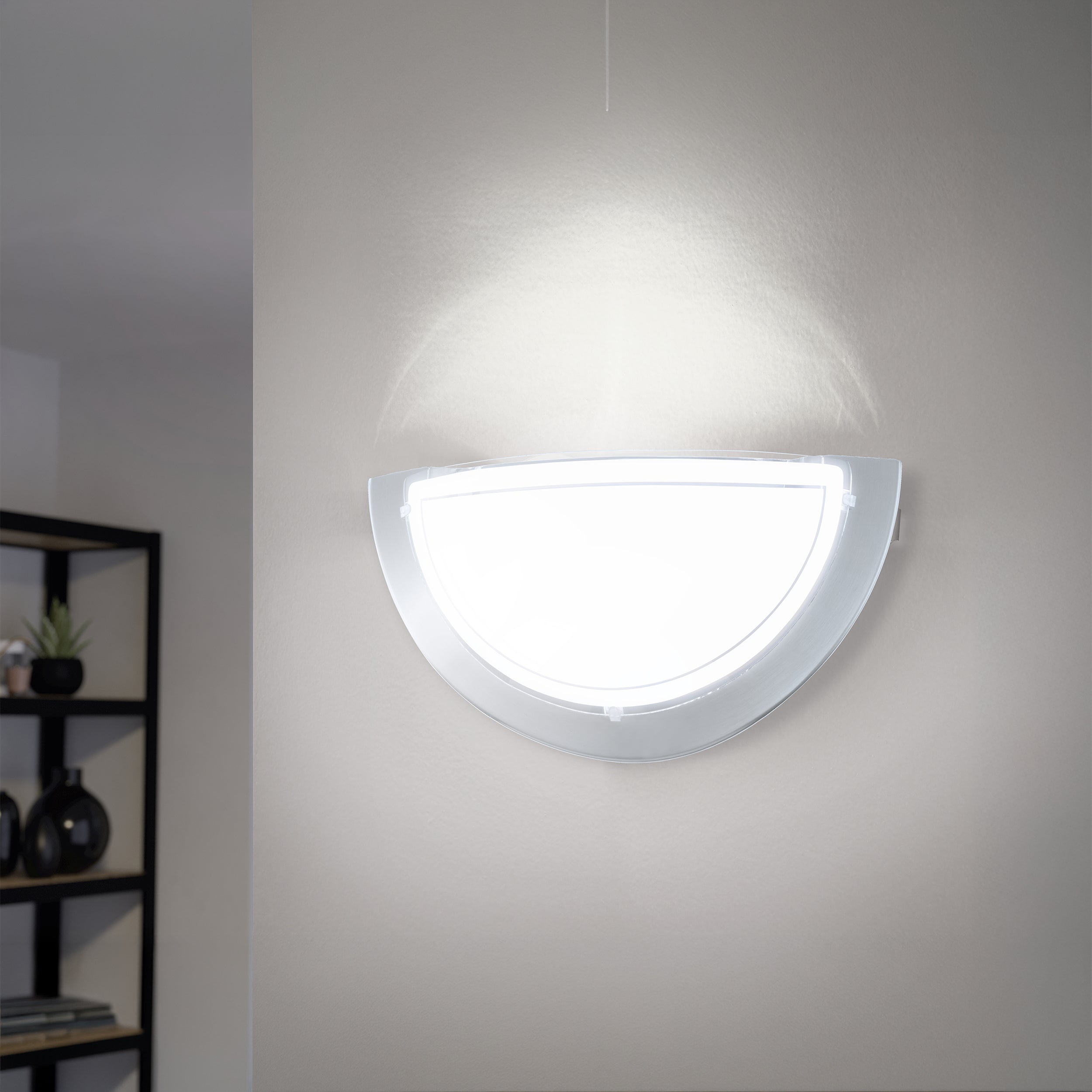 Eglo EU PLANET?1 Wall Light – Chrome Steel with Painted Glass Shade, E27, Indoor Lighting