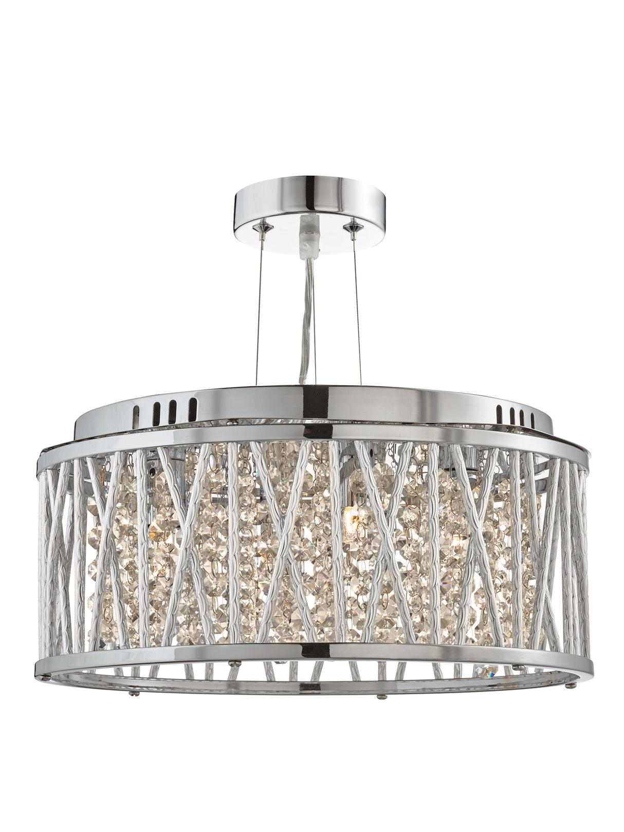Elise 3Lt Pendant to Semi-Flush - Chrome Metal & Crystal