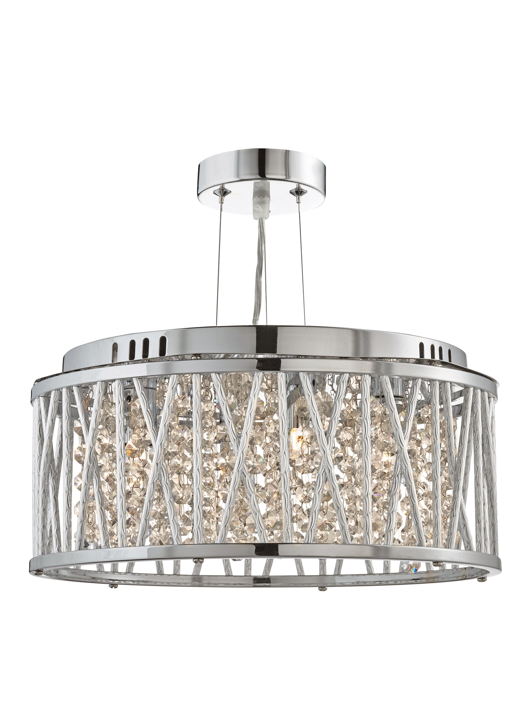 Elise 3Lt Pendant to Semi-Flush - Chrome Metal & Crystal