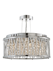 Elise 3Lt Pendant to Semi-Flush - Chrome Metal & Crystal