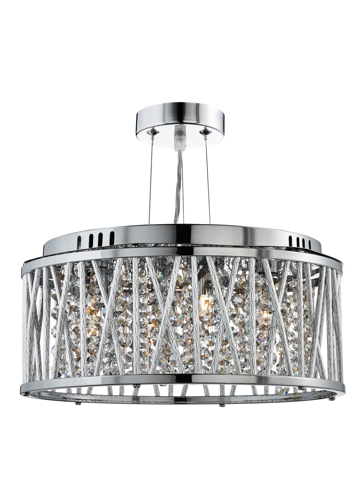 Searchlight Electric Elise 3Lt Pendant to Semi-Flush - Chrome Metal & Crystal 8333-3CC