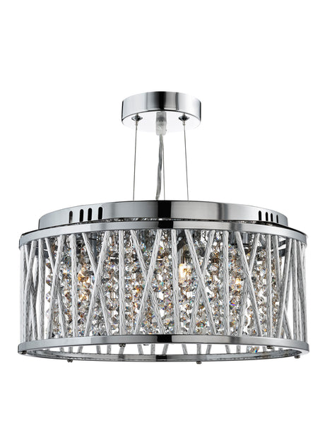 Searchlight Electric Elise 3Lt Pendant to Semi-Flush - Chrome Metal & Crystal 8333-3CC