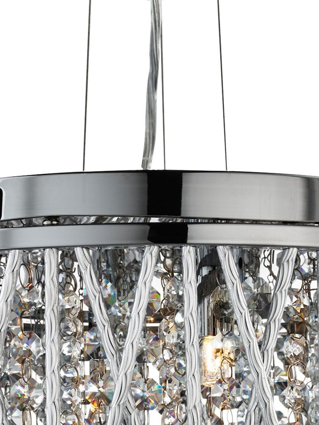 Searchlight Electric Elise 3Lt Pendant to Semi-Flush - Chrome Metal & Crystal 8333-3CC