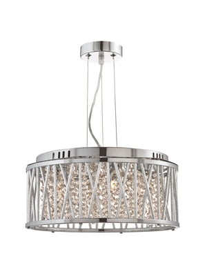 Elise 4Lt Pendant to Semi-Flush - Chrome Metal & Crystal
