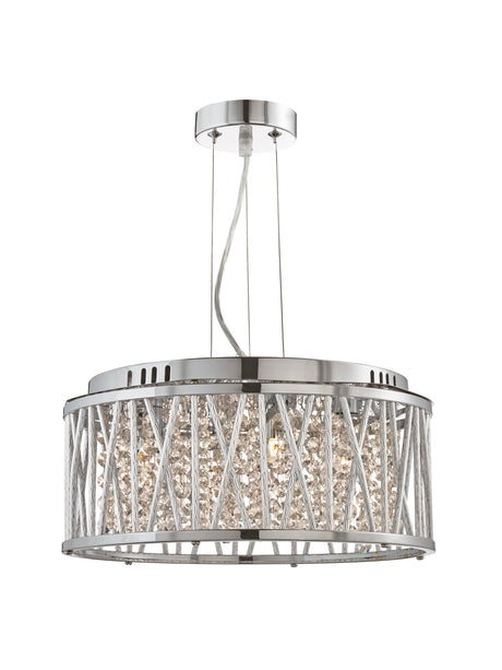 Elise 4Lt Pendant to Semi-Flush - Chrome Metal & Crystal