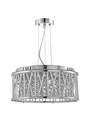 Searchlight Electric Elise 4Lt Pendant to Semi-Flush - Chrome Metal & Crystal 8334-4CC