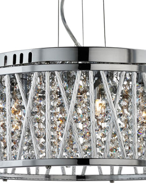 Searchlight Electric Elise 4Lt Pendant to Semi-Flush - Chrome Metal & Crystal 8334-4CC