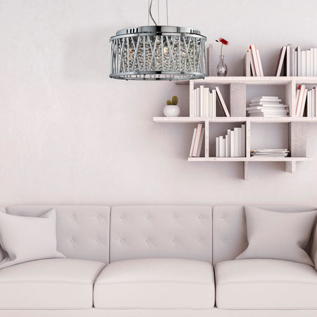 Searchlight Electric Elise 4Lt Pendant to Semi-Flush - Chrome Metal & Crystal 8334-4CC