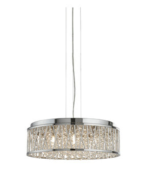 Elise 7Lt Pendant to Semi-Flush - Chrome Metal & Crystal